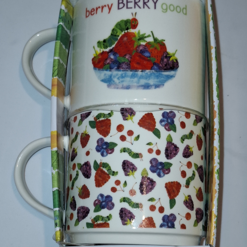 BNIB World of Eric Carle Very Hungry Caterpillar Stackable Coffee Mug Set Of 2. - Picture 3 of 7